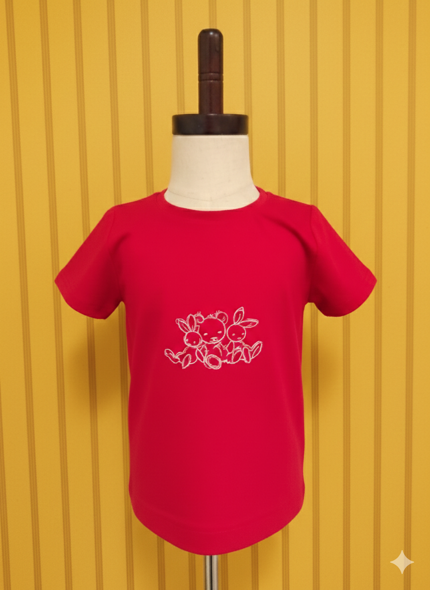 Bunny and Bear Embroidery T-shirt