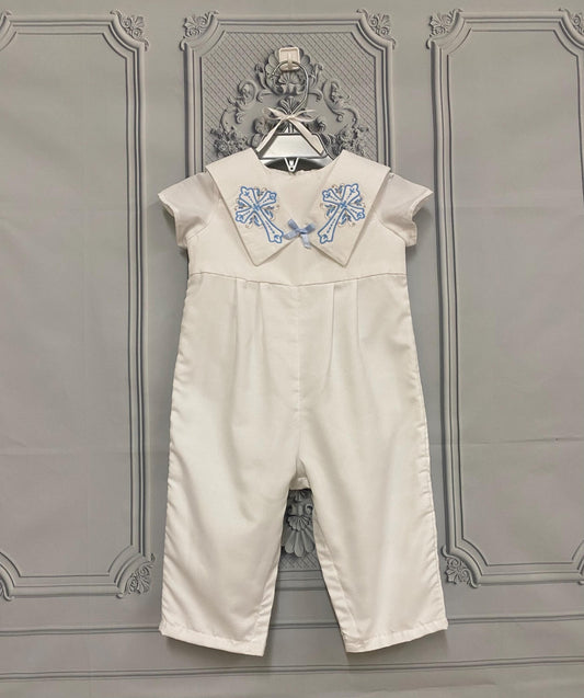 Baby Boy Baptism Suit with Bonnet