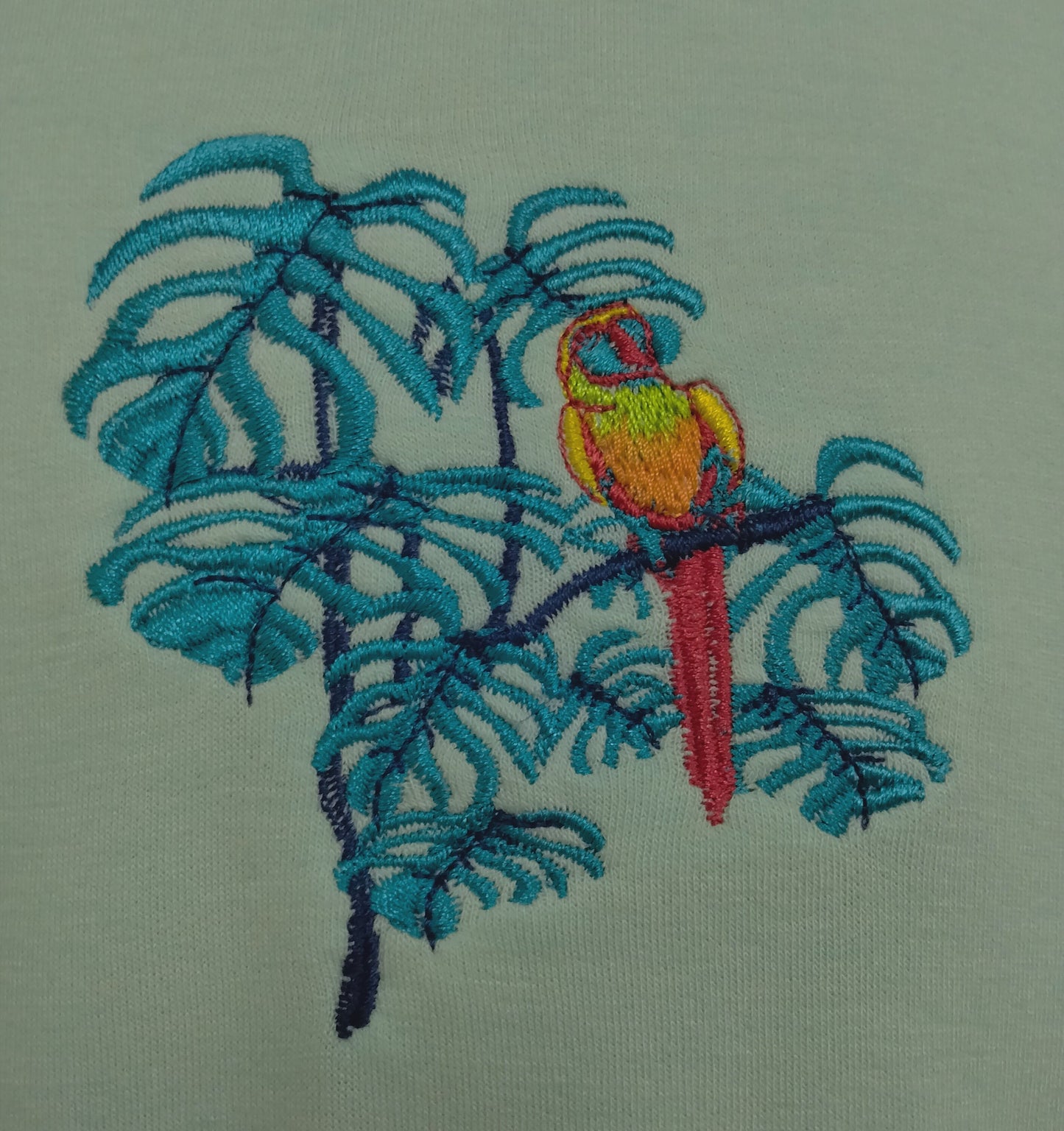 Raglan Sweatshirt with Parrot Embroidery