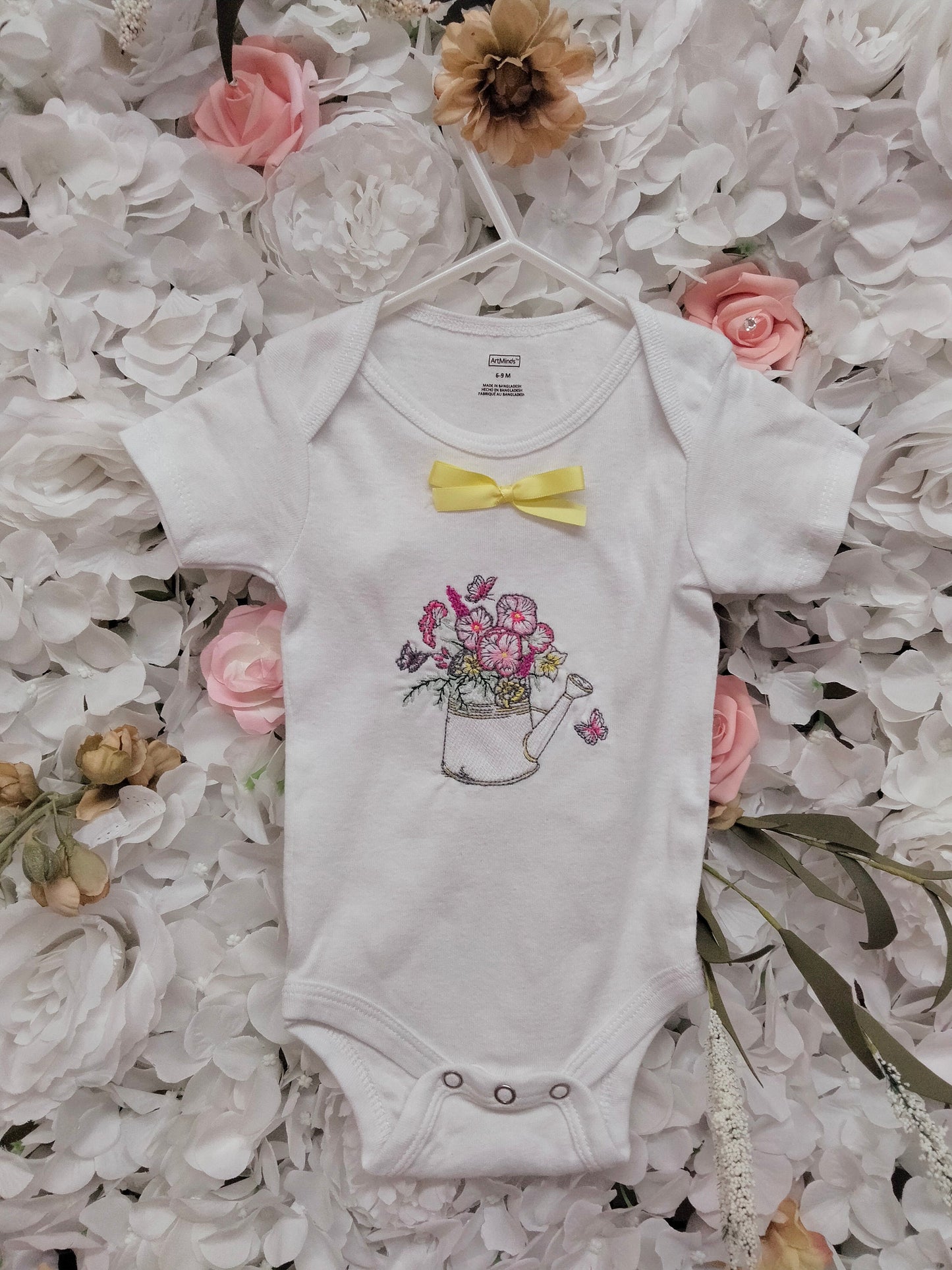 Garden Flowers Embroidered Onesie